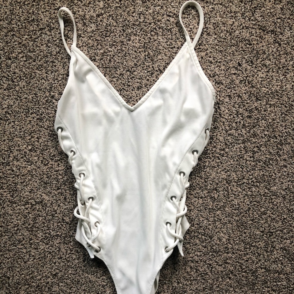 White laced bodysuit